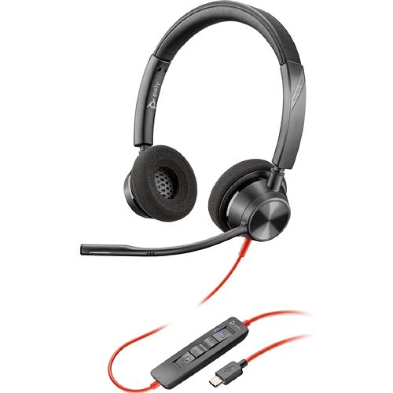 Image of HP Poly Blackwire 3320-M USB-C Wired Headset with USB-C to USB-A EXR8PO8G0Y9AA