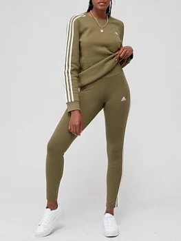 Image of adidas Essentials 3 Stripes Leggings - Khaki Size XS Women