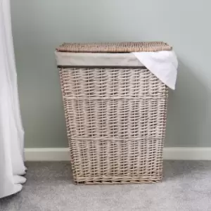 image of JVL Arianna Willow Rectangle Laundry Basket Grey