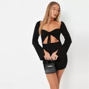 image of Missguided Petite Bra Cut Out Halter Mini Dress - Black