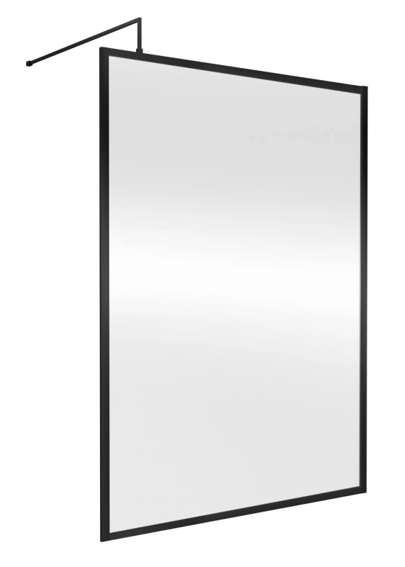 Image of Balterley 8mm Wetroom Screen & Support Bar: 1400mm, Black Unisex
