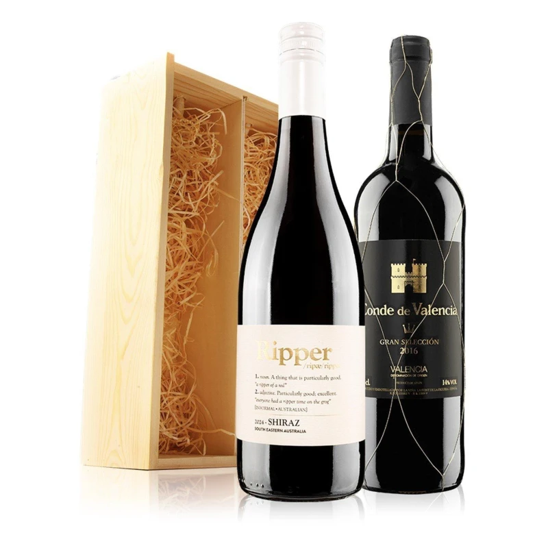 Image of Virgin Wines Premium Red Duo in Red Wooden Box Red unisex 2