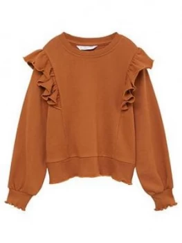 image of Mango Girls Frill Sweat - Burnt Orange