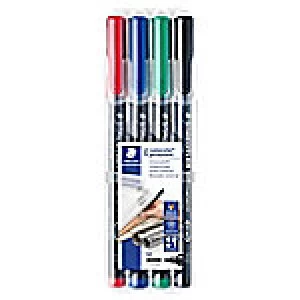 image of Staedtler Lumocolor OHP and CD Pens Permanent Medium Assorted, Pack Of 4