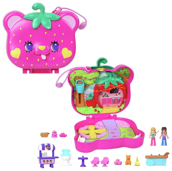 Image of Polly Pocket Straw-Beary Patch Compact Playset