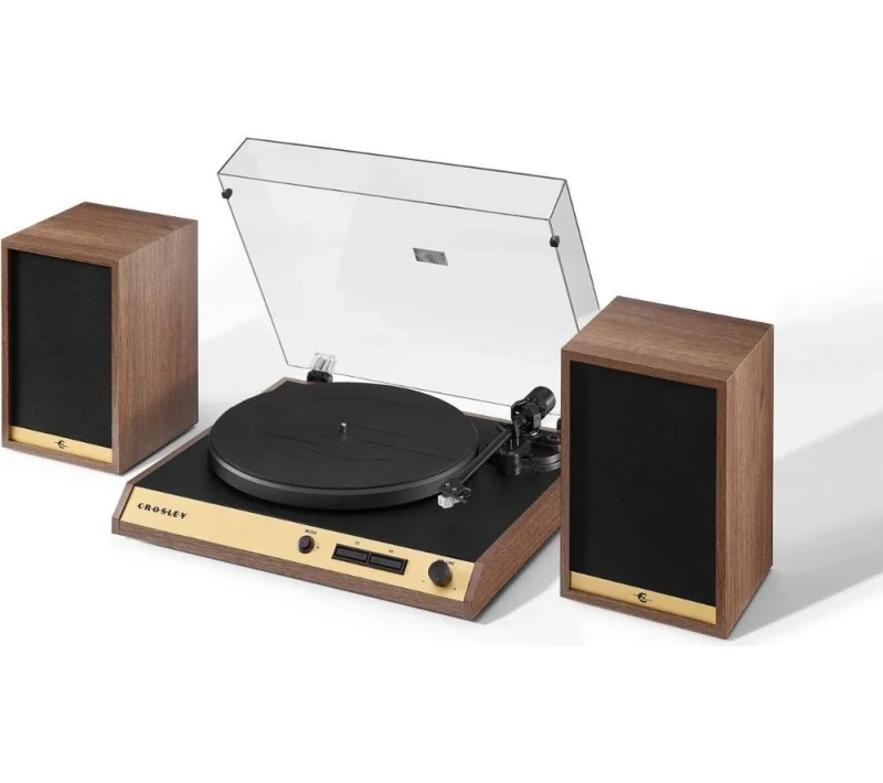 Image of CROSLEY C72 Belt Drive Bluetooth Turntable & Speakers - Walnut, Brown 710244259774