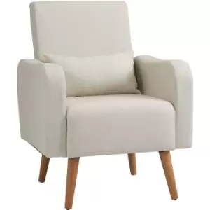 Image of Homcom - Nordic Leisure Lounge Sofa Accent Chair with Pillow for Bedroom Cream - Cream