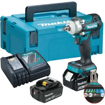 Image of DTW300RTJ 18v LXT Brushless Impact Wrench 1/2' Drive 4 Speed 2 x 5.0ah - Makita