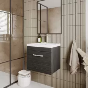Image of Nuie - Athena Wall Hung 1-Drawer Vanity Unit with Basin-1 500mm Wide - Charcoal Black