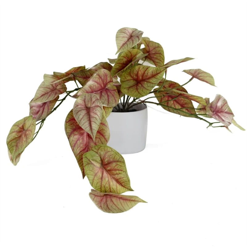 Image of Leaf 30cm Artificial Pink Caladium Potted Trailing Plant Pink