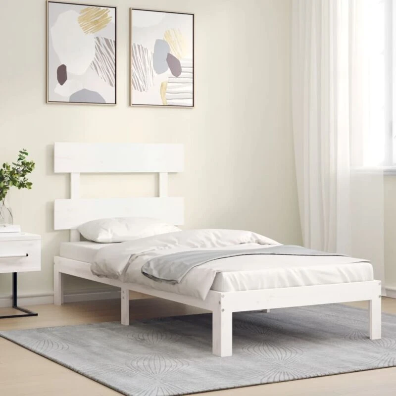 Image of VIDAXL Bed Frame without Mattress White 100x200cm Solid Wood Pine Vidaxl 8720845986926