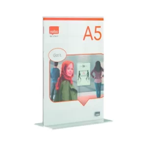 Image of Nobo A5 Counter Top Acrylic Freestanding Poster Frame Clear 1915595