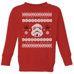 Image of Star Wars Stormtrooper Knit Kids Christmas Sweatshirt - Red - 11-12 Years