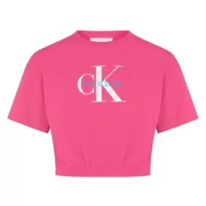 Image of CALVIN KLEIN JEANS Girls Pride Monogram Logo Top - Pink