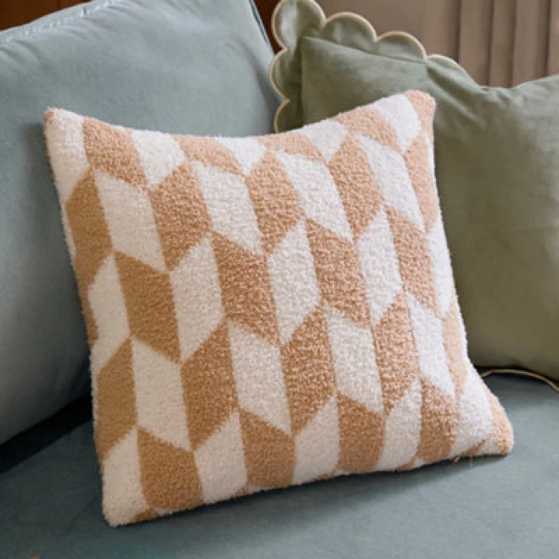 Image of Furn Olsen Geometric Cushion in Beige Size: 45cm x 45cm Beige Unisex 45cm x 45 cm
