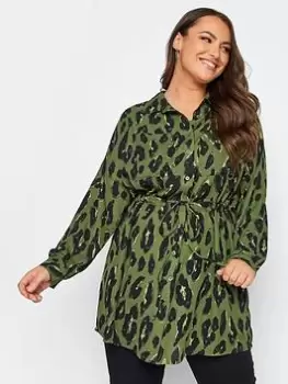 Image of Yours Utility Tunic Khaki Animal, Green, Size 18, Women