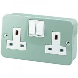 image of Wickes Metal Clad Switched Socket 2 Gang