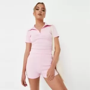 image of Missguided Rib Booty Shorts - Pink