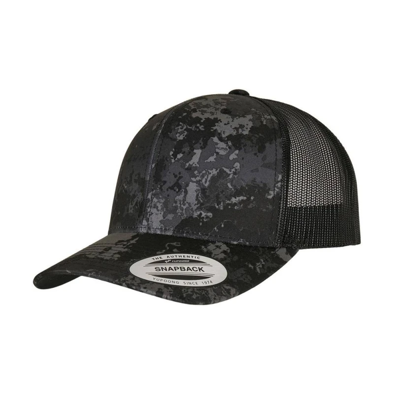 Image of Flexfit Mens Veil Camo Trucker Cap in Jet Black Jet Black Male One Size