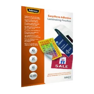 Image of Fellowes Admire EasyMove Adhesive A3 Laminating Pouches 160 Micron Pa
