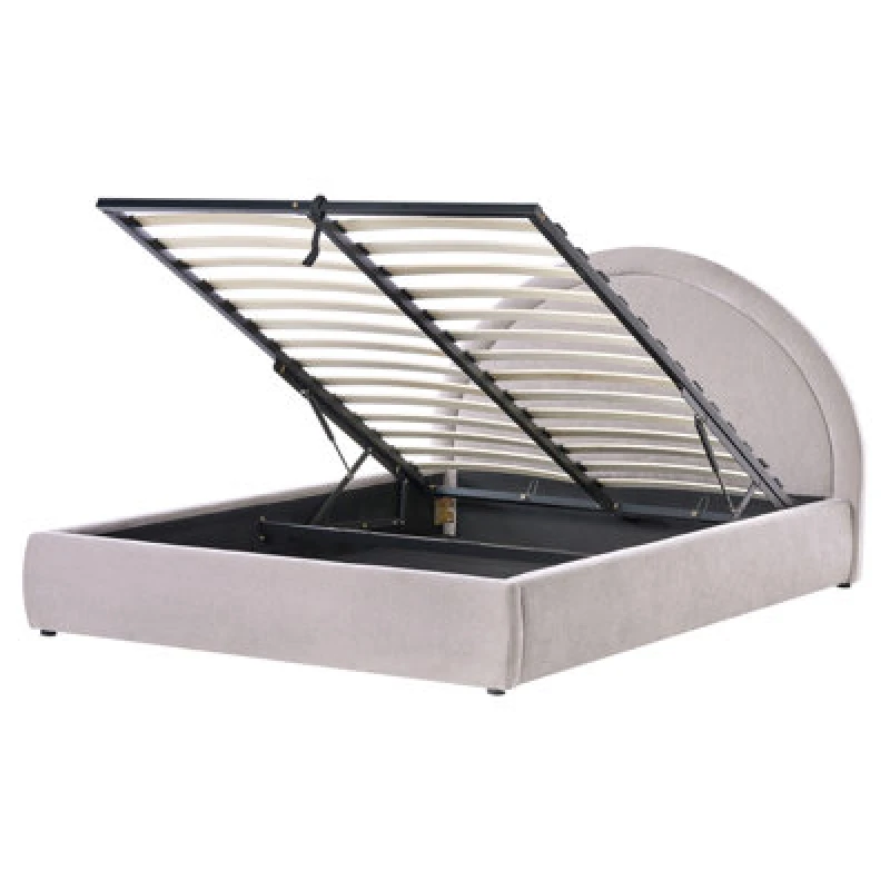 Image of Beliani Ottoman Bed Chenille Mouzon 160 X 200 Cm (Eu King Size) Taupe
