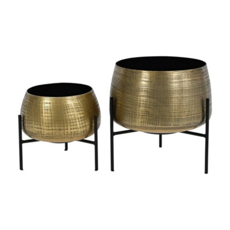 Image of Buttercup Farm Clyde Tabletop Brass Planters (Set Of 2) - Iron - L28 X W28 X H28 Cm