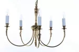 image of Richmond Polished Brass 5 Arm Chandelier