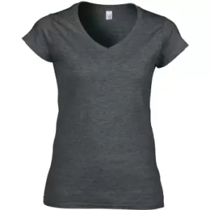 Image of Gildan Ladies Soft Style Short Sleeve V-Neck T-Shirt (S) (Dark Heather)