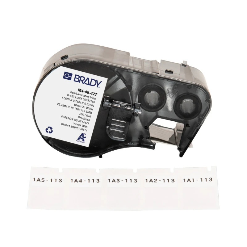 Image of Brady M4-48-427 printer label Black. White Self-adhesive printer label