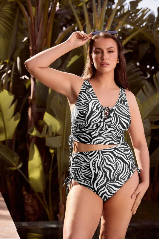 Image of Yours Womens Geometric Adjustable Tankini Top Size: 14 Multicolor Female 14