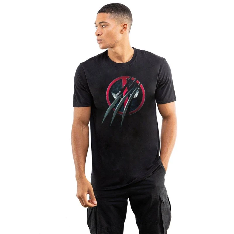 Image of Deadpool Men Wolverine Claws Deadpool T-Shirt in Black Size: Small Black S Male 5052777042139