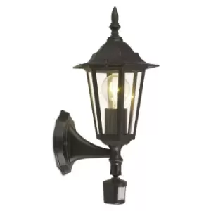 Netlighting Laterna 1 Light Outdoor Wall Lantern with Pir Sensor Black IP44, E27