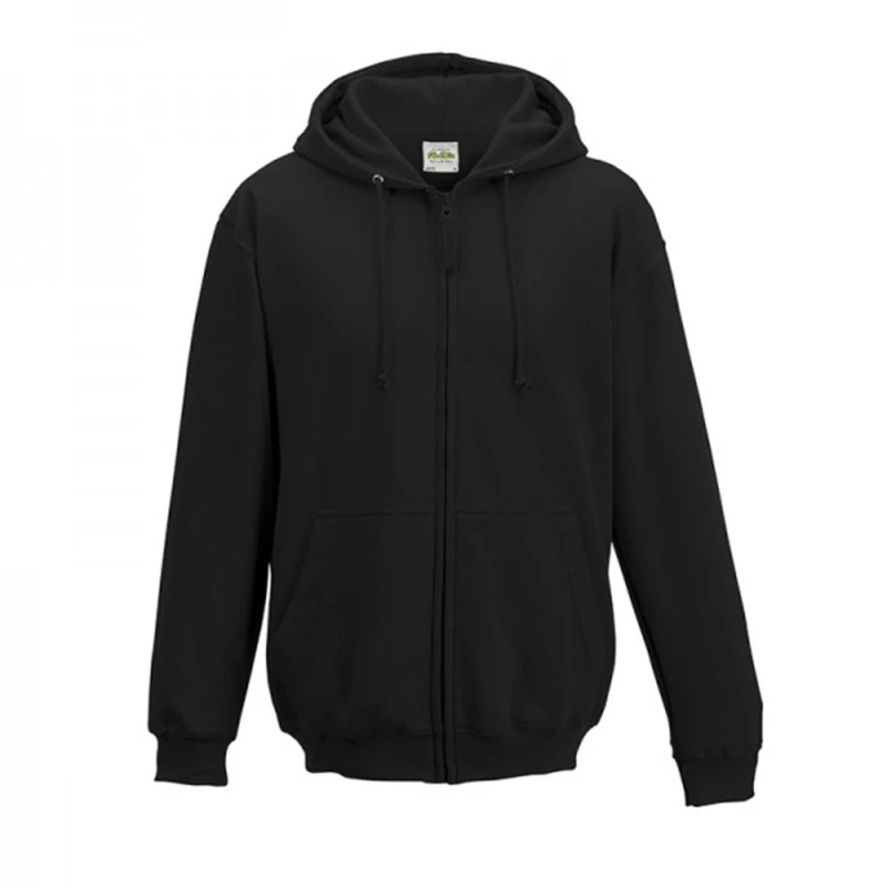 Image of AWDis AWDis Men Plain Hooded Full Zip Hoodie Zoodie in Jet Black Size: large Jet Black L Male 5055747778731