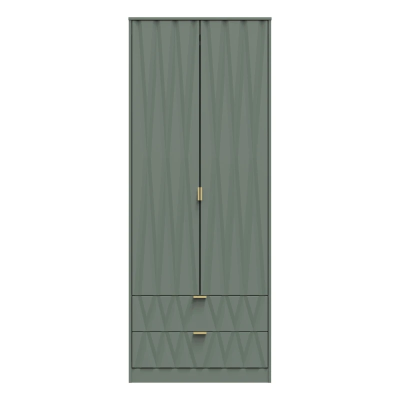 Image of Ready Assembled 2 U Dallas 2 Door 2 Drawer Wardrobe (Ready Assembled) in Pale Green Size: Large Pale Green Unisex Large