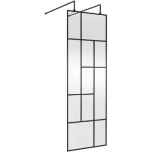 image of Abstract Frame Wetroom Screen with Support Bars 700mm Wide - 8mm Glass - Hudson Reed