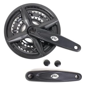 Image of ETC Chainset Alloy/Steel 28/38/48 Teeth 170mm Black With Guard