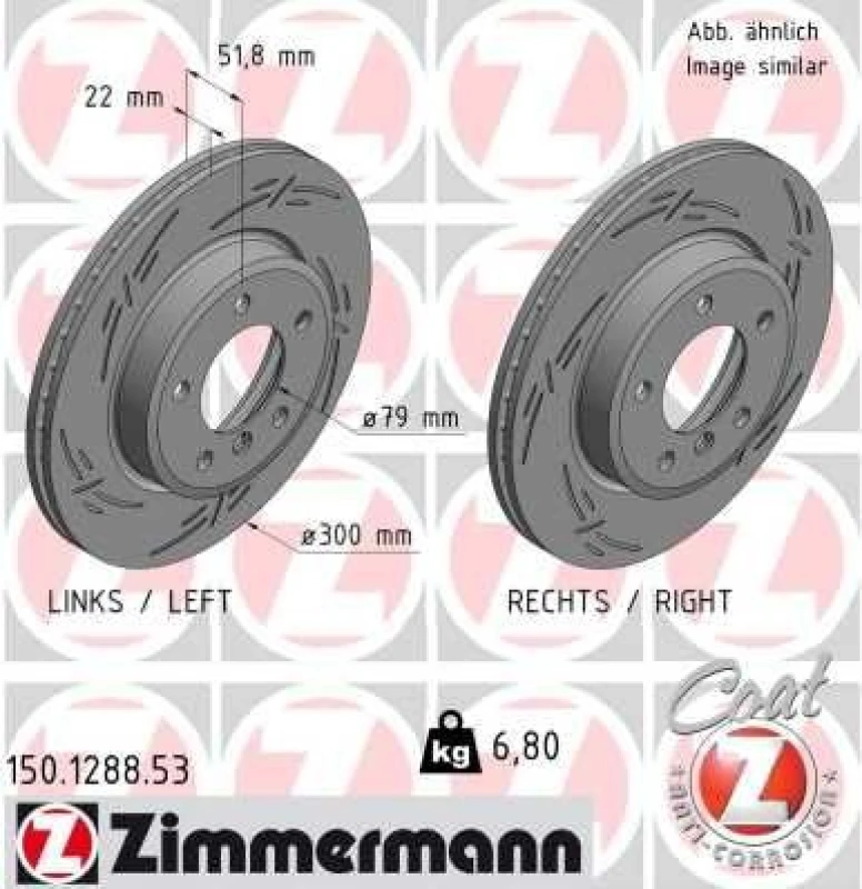 Image of ZIMMERMANN Brake disc ZIMMERMANN 150.1288.53