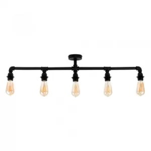 Image of Luiggi Steampunk 5 Way Bar Ceiling Light in Black
