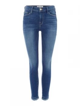 Frame Mid Rise Mid Wash Skinny Jeans Denim Mid Wash