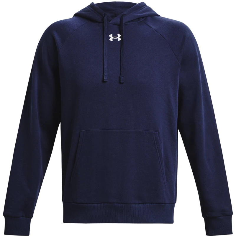 Image of Under Armour Mens Rival Cotton Blend Fleece Logo Hoodie XXL - Chest 50-52' (127-132.1cm) Midnight Navy 1379757-410-XXL