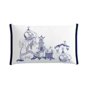 image of Sanderson Voyaging Koi Embroidered Cushion - White