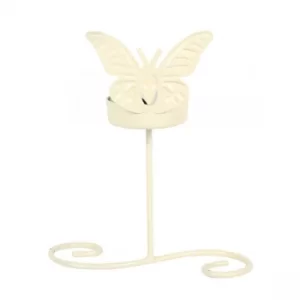 image of Cream Butterfly Tealight Holder