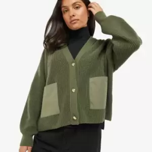 Image of Barbour International Jensons Ribbed Cotton-Blend Cardigan - UK 18