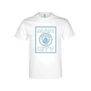 Image of Man City Logo T Shirt White Adults Large