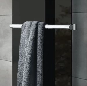 image of Wickes Glass Radiator Towel Bar - Brushed Stainless Steel 50 x 540 mm