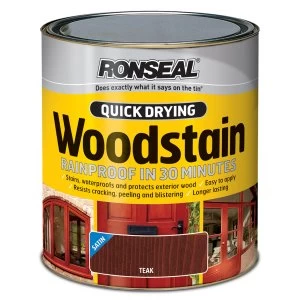 image of Ronseal Quick Drying Woodstain Satin Teak 750ml