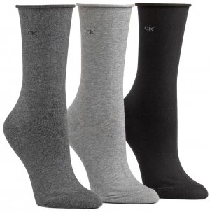Image of Calvin Klein Roll top 3 pair pack ankle socks Grey
