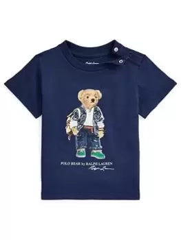 Image of Ralph Lauren Baby Boys Bear Short Sleeve T-Shirt - Navy, Size 18 Months