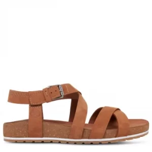 image of Timberland Malibu Waves Ankle Strap Sandal For Her In Brown, Size 3.5