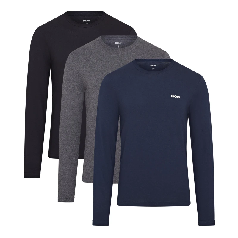 Image of DKNY 3 Pack Long Sleeve Warriors T-Shirt Mens - Multi Multi S